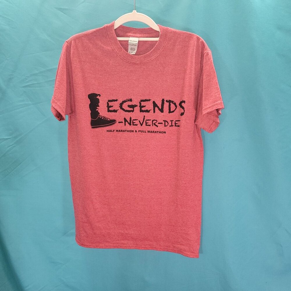 Legends Never Die Marathon Graphic Tee Shirt Gildan Ultra Cotton S Red